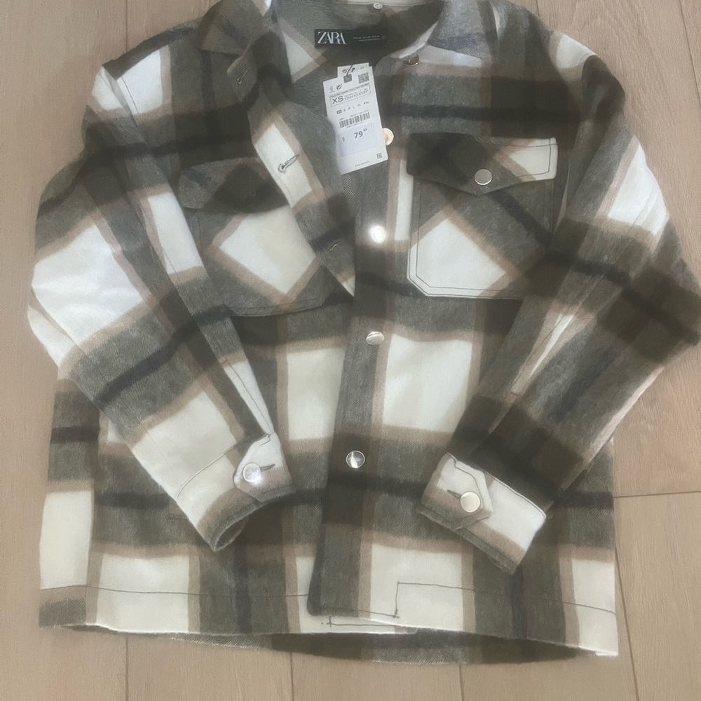 Zara Checkered Coat in Black and Cream